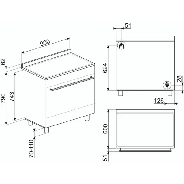 Cocina de gas SMEG C95GMCMB2 - Imagen de 13